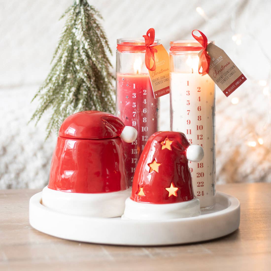 Red Vanilla Christmas Advent Tube Candle