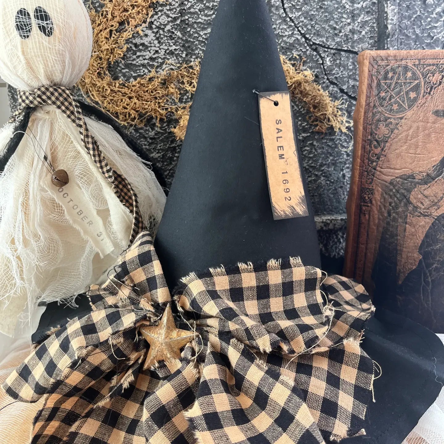Primitive Witch Hat Black, Old Salem Halloween Home Decor - Arriving in Store September