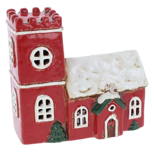 Village Pottery Norman Xmas Church Tealight - Arriving in Store Late April