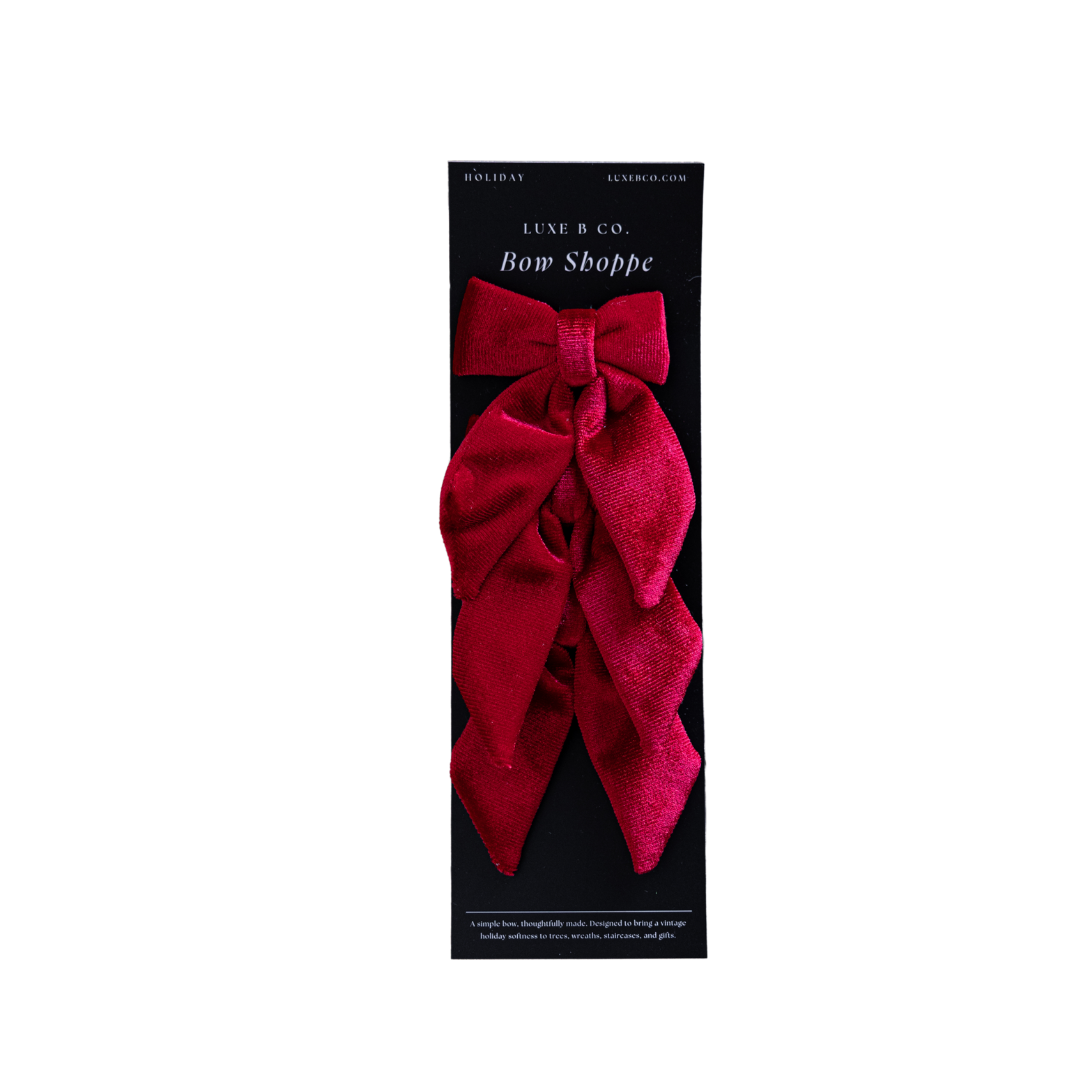 Ralph Red Velvet Mini Fabric Bows with Clips Set