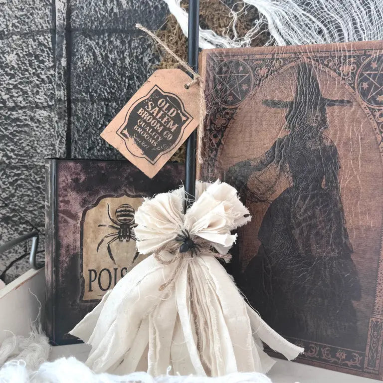 12" Primitive Witch Broom Halloween Fall Home Decor - Arriving in Store September