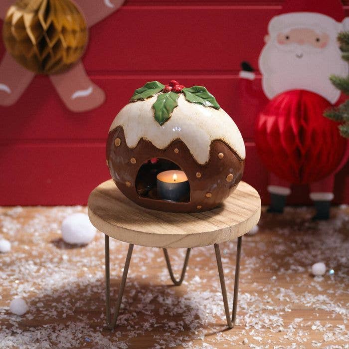 Festive Fun Stoneware Pudding House Candle Holder - Arriving in Store September