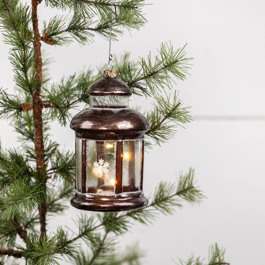 5" BRONZE LIGHTED LANTERN ORNAMENT