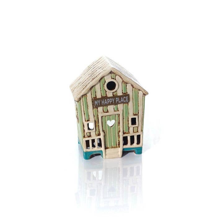 Beach Hut Stoneware My Happy Place Candle Holder - Arriving in Store June