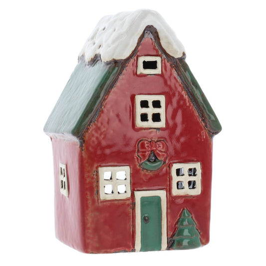 Village Pottery Xmas Red House Tealight - September Drop