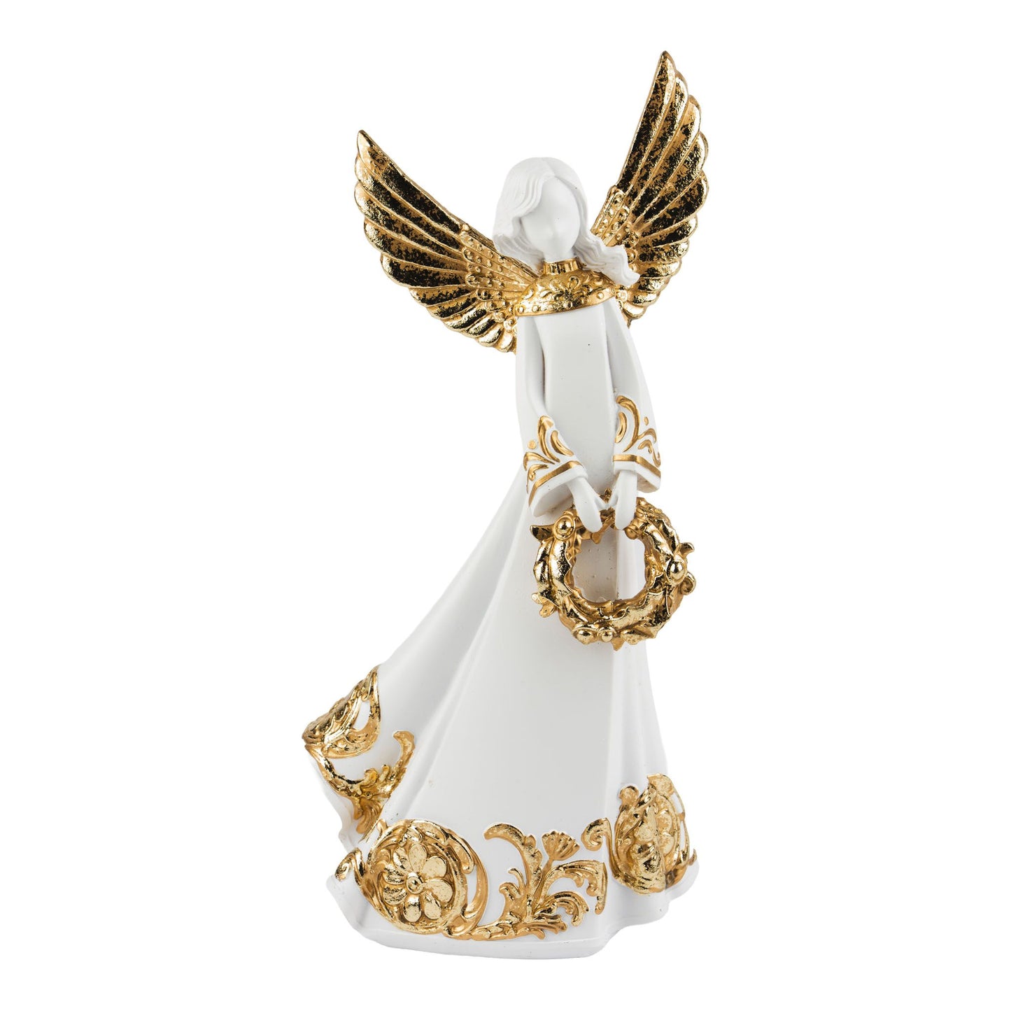 Angel with White &amp; Gold Wreath 23cm - Arriving in Store October 2026