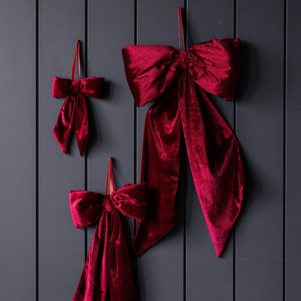 Luxurious Red Velvet Bow - Medium - November Drop
