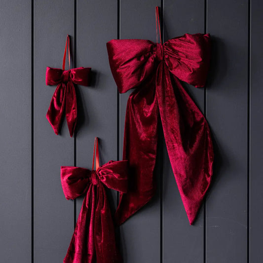Luxurious Red Velvet Bow - Medium - November Drop