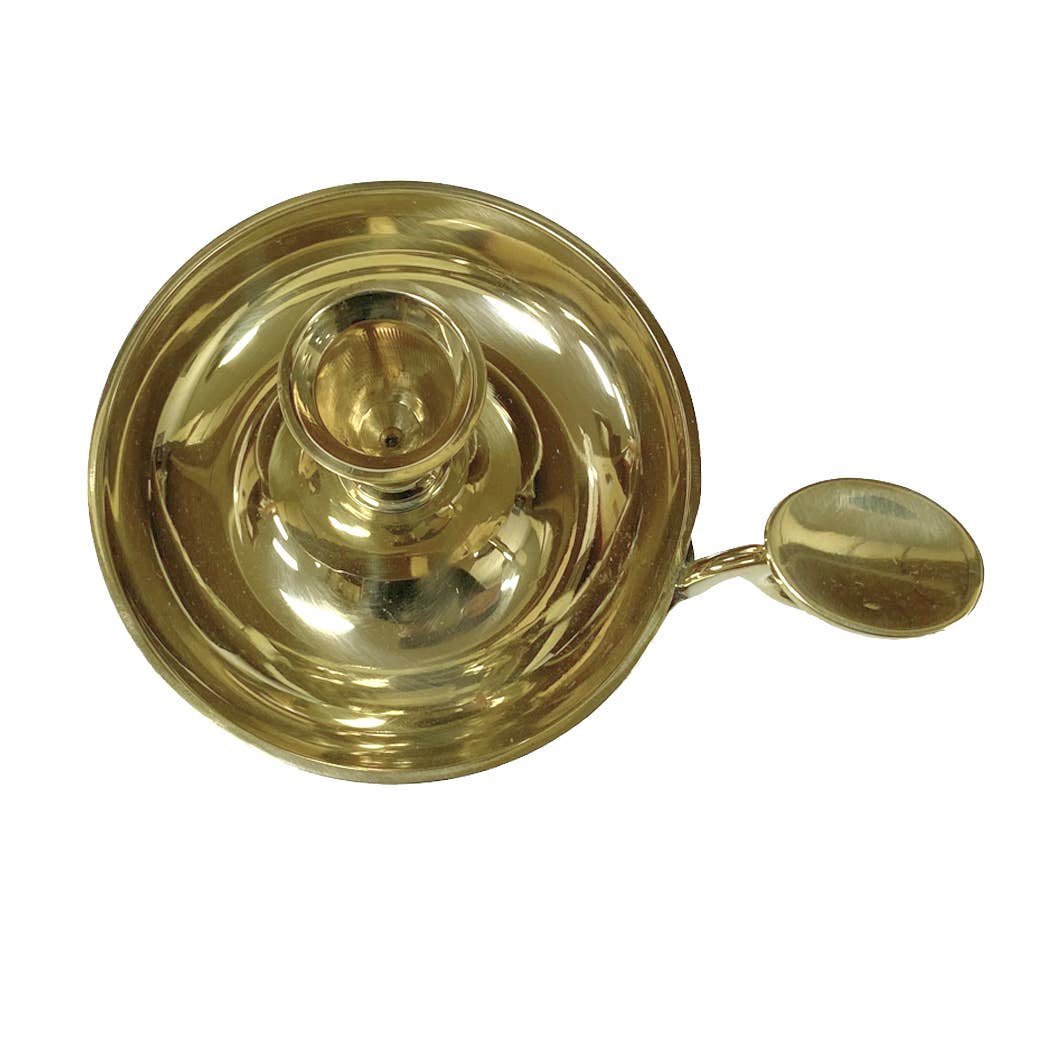 Solid Polished Brass Chamberstick - Antique Vintage Style