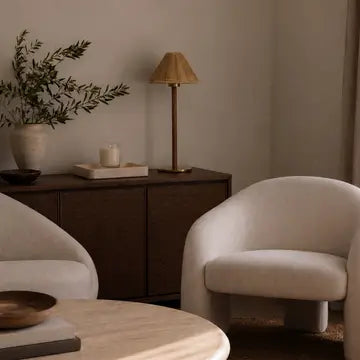 Portable Bamboo Table Lamp - Rattan Shade - Arriving in Store October