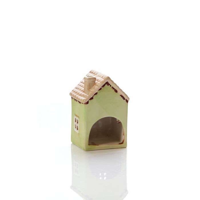 Ceramic Green House Small With Embossed Flower Painted Tea Light Holder - Mid March Drop