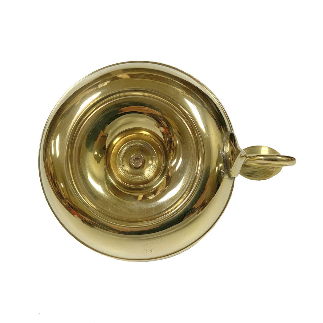 Solid Polished Brass Chamberstick - Antique Vintage Style