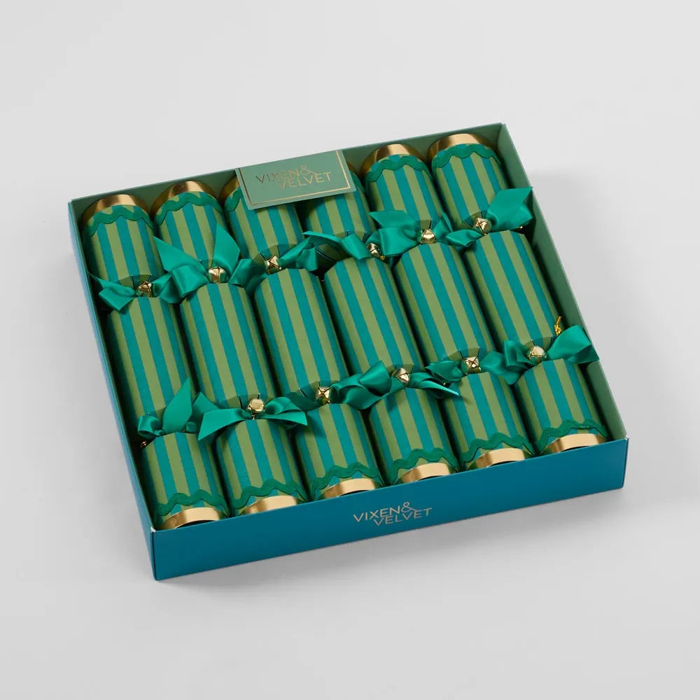 Verdant Striped Cracker – Green (Box of 6) - Arriving in Store October 2026