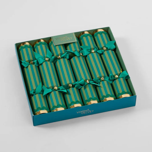 Verdant Striped Cracker – Green (Box of 6) - Arriving in Store October 2026