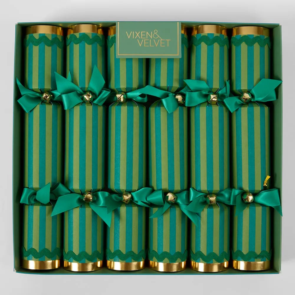 Verdant Striped Cracker – Green (Box of 6) - Arriving in Store October 2026