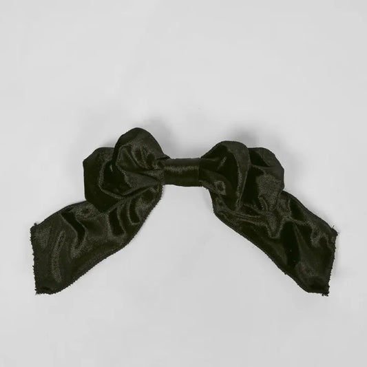 Black Velvet Bow on Clip - Small