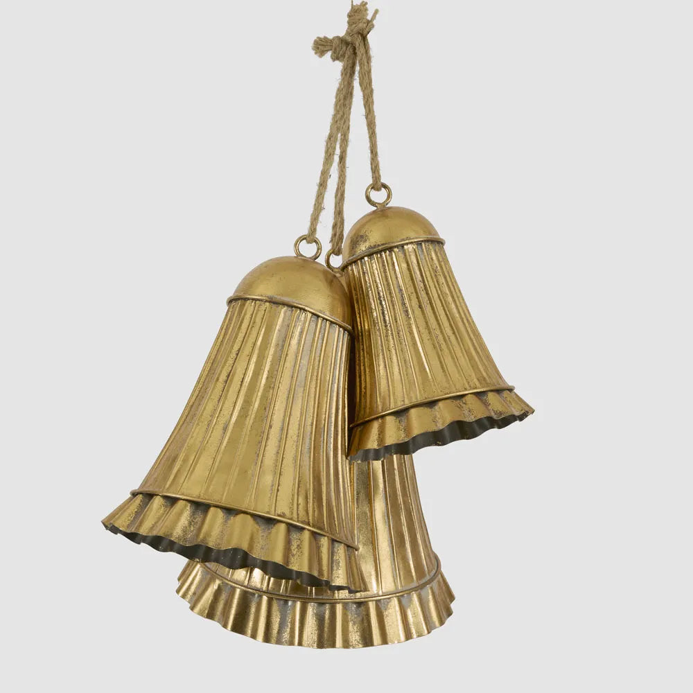 Golden Pleated Bells – Set of 3 - Arriving in Store October 2026