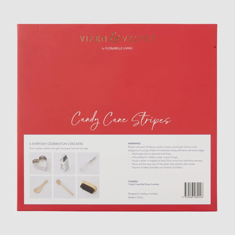 Candy Cane Red Stripe Crackers – Box of 6 - Arriving in Store October 2026