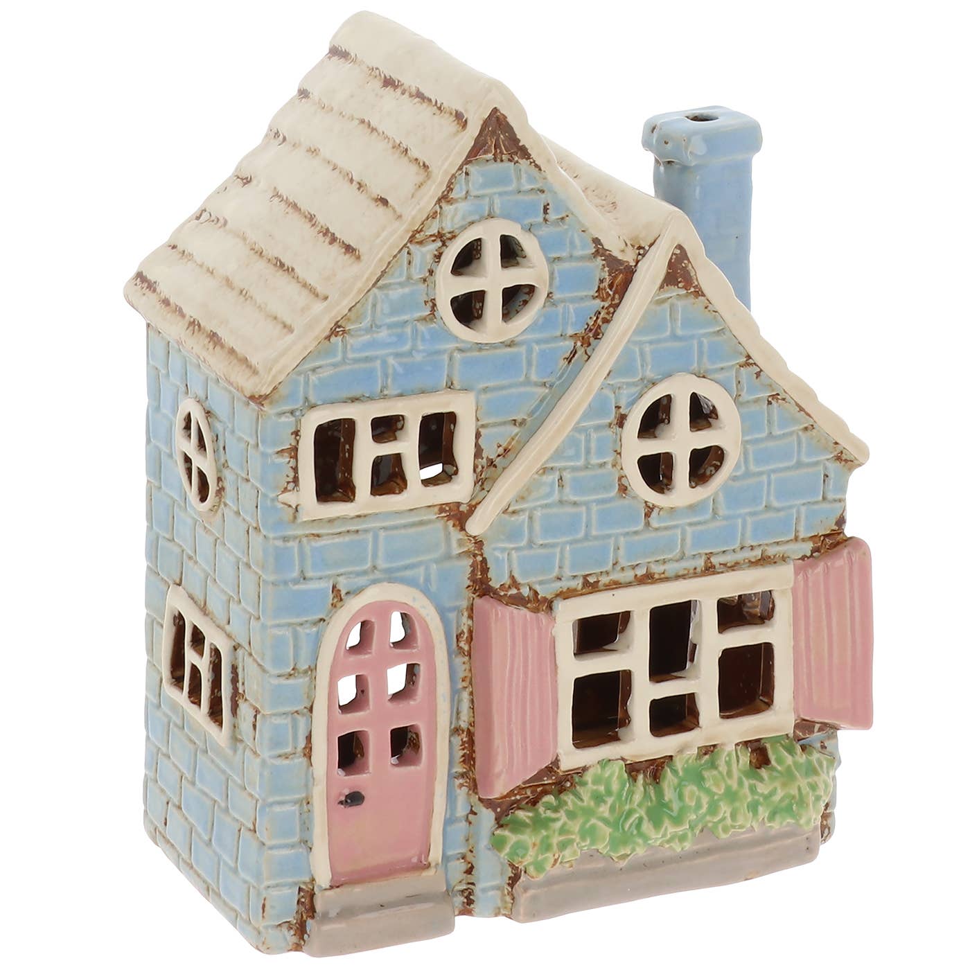 Village Pottery Double House Blue Tealight - Arriving in Store late May