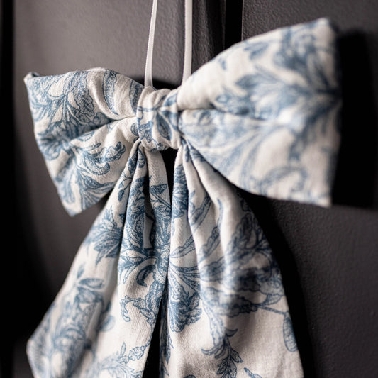 Floral Baby Blue Fabric Bow - November Drop