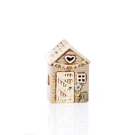 Stoneware Garden Shed with Embossed Blue Flower Tea Light Holder - Arriving in Store Late April