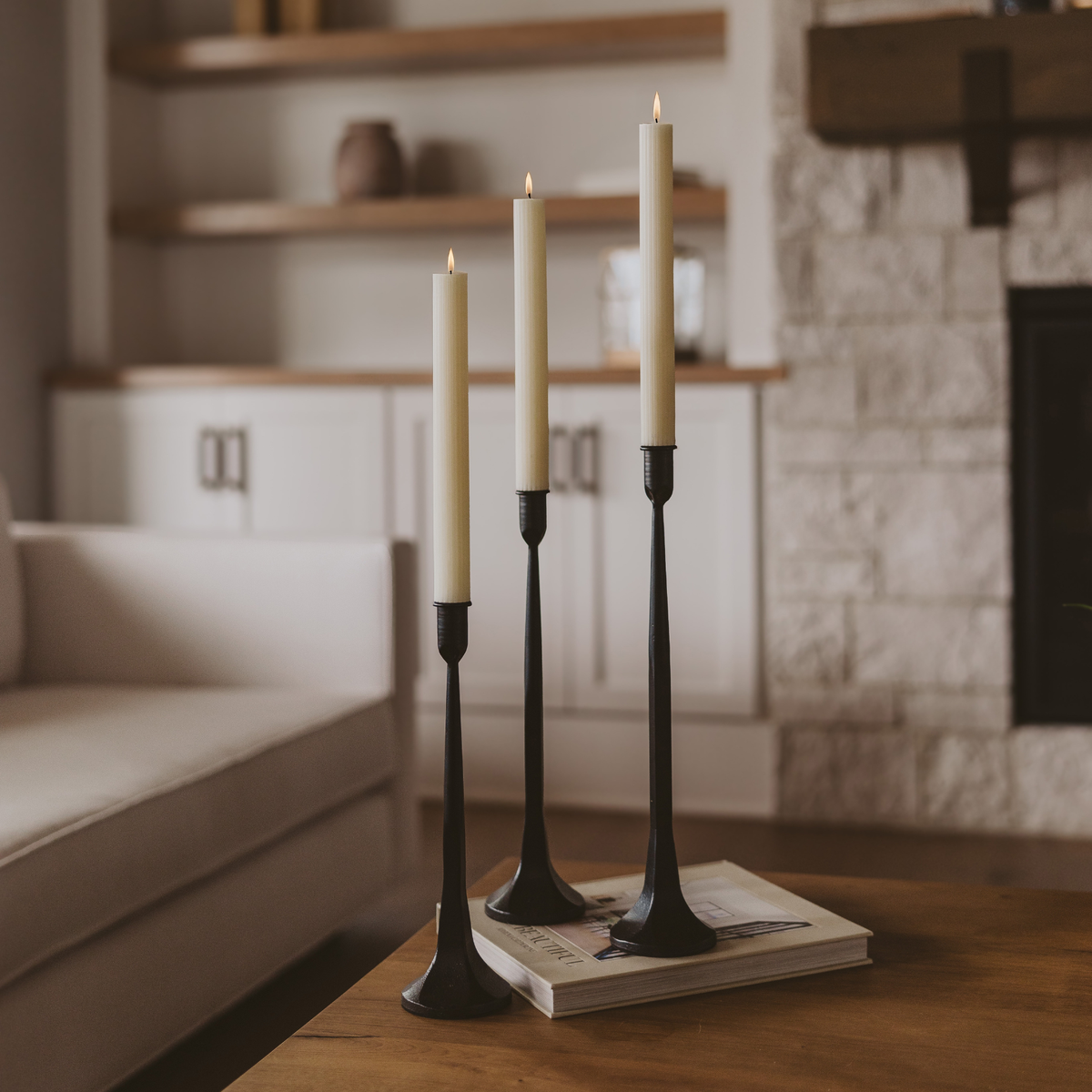 Black Cast Iron Taper Candle Holders Set of 3 - Arriving in Store November