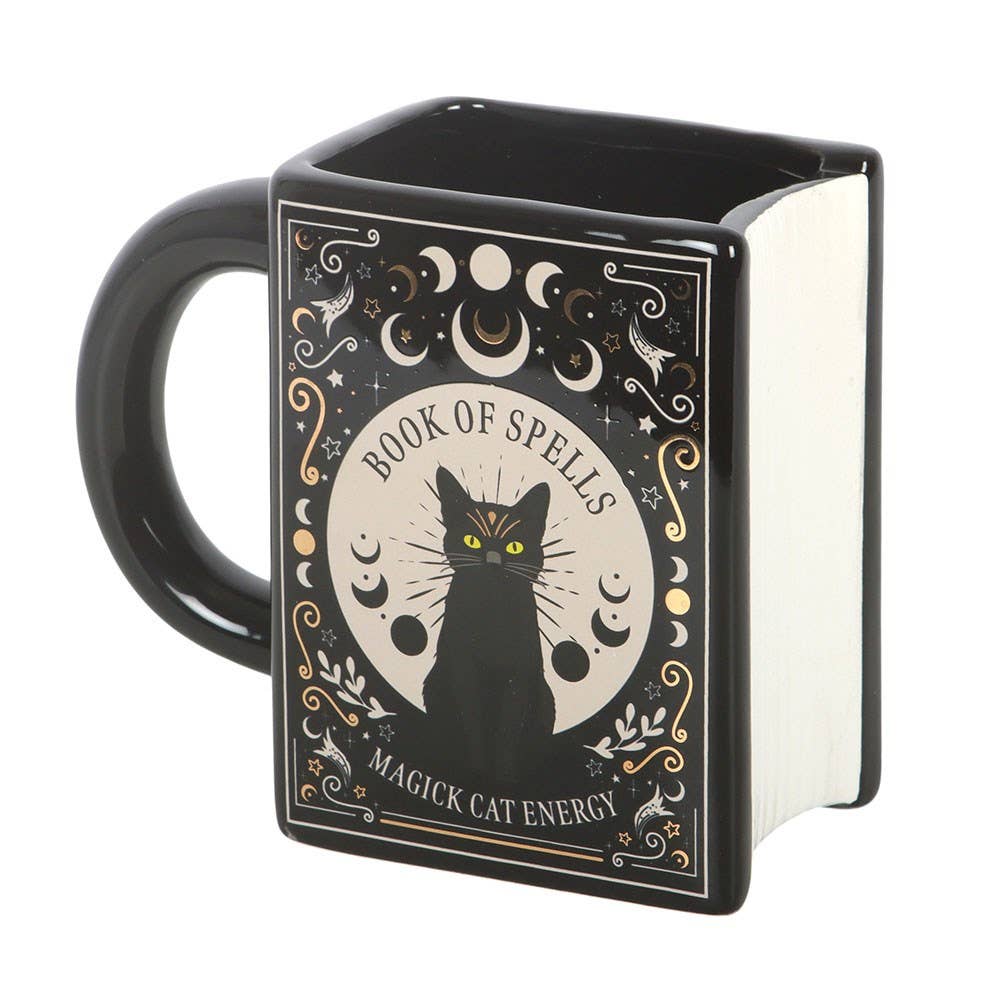 Black Cat Magick Book of Spells Book Shaped Mug - Arriving in Store September