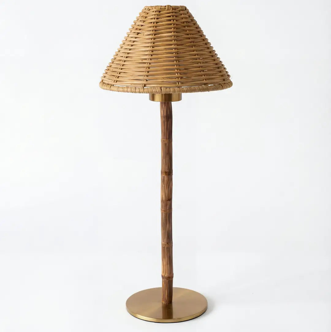 Portable Bamboo Table Lamp - Rattan Shade - Arriving in Store October