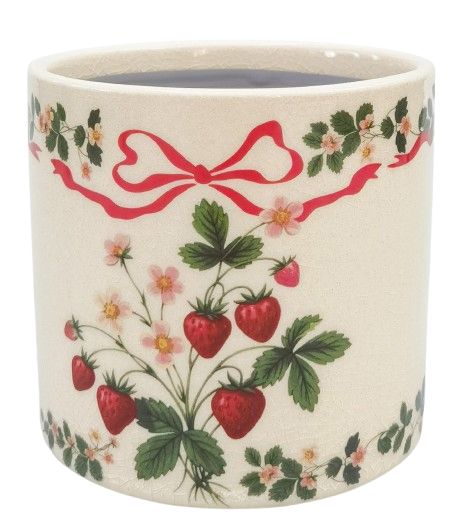 Strawberry Field Planter Green & Red 12cm - Late September Drop