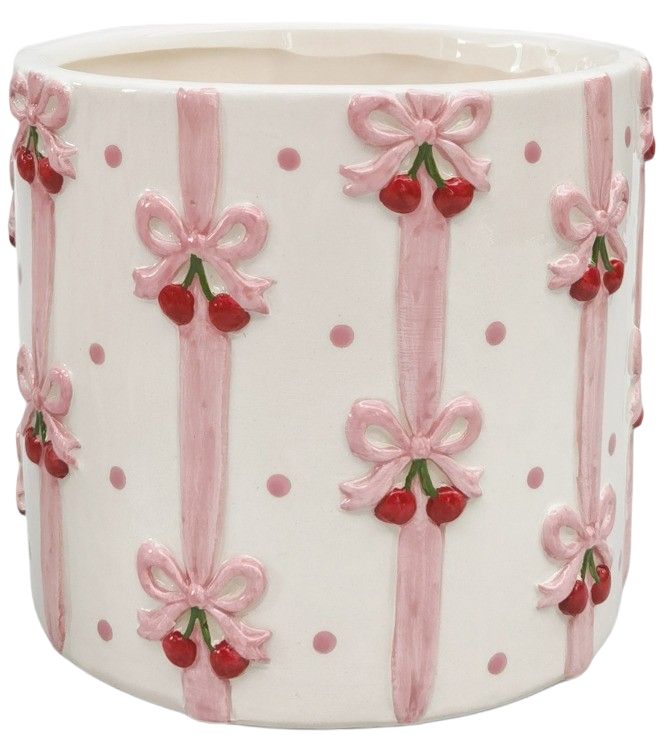 Cherry Bow Planter Pink 13cm - Late September Drop