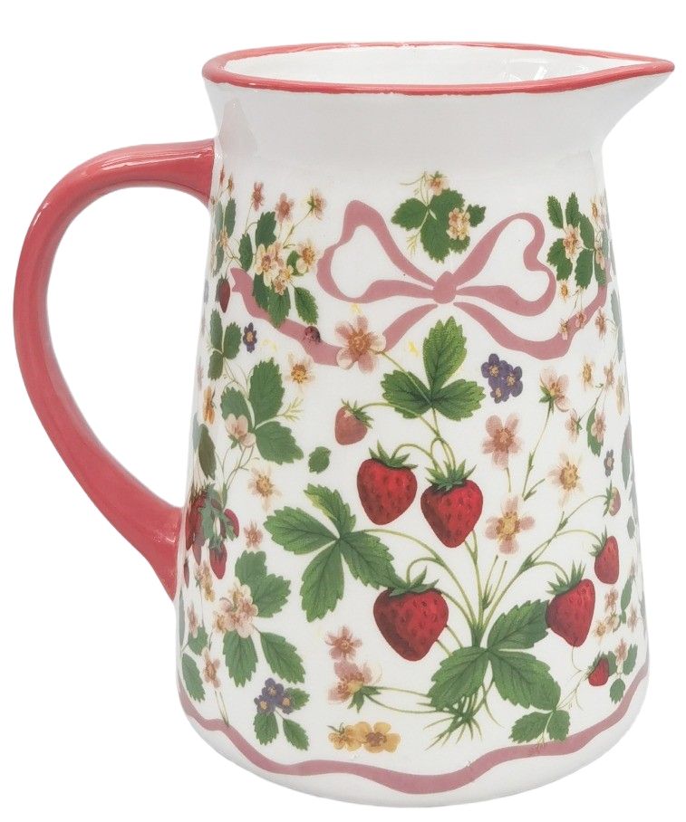 Strawberry Fields Jug Red & Green 15cm - Late September Drop